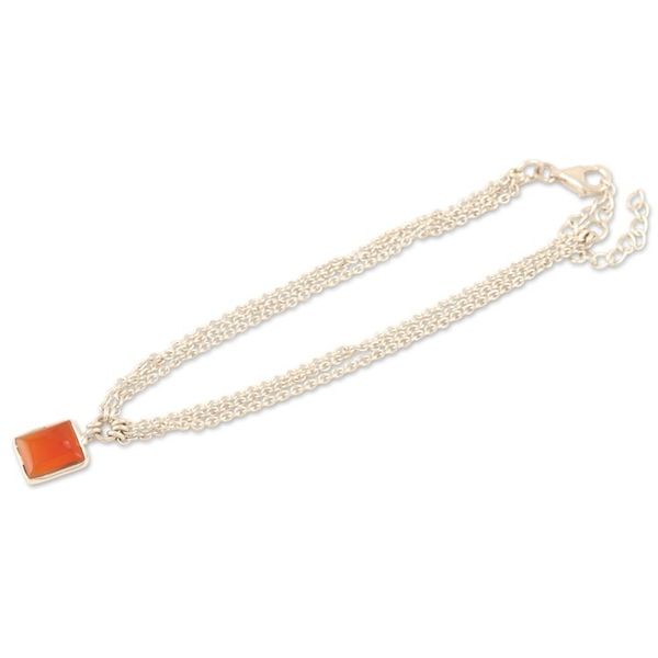 Alternate image for Charm Bracelet Made with Carnelian and Sterling Silver Sunset Frame