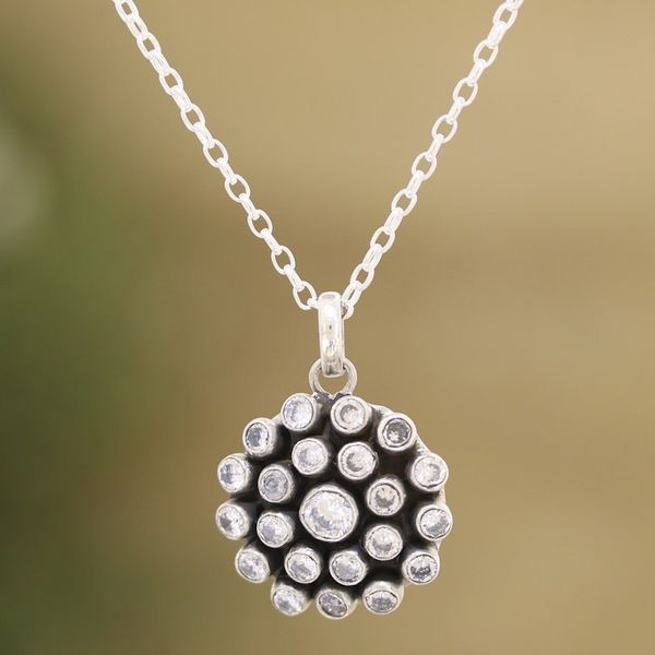 Alternate image for Cubic Zirconia and Sterling Silver Pendant Necklace Precious Clarity
