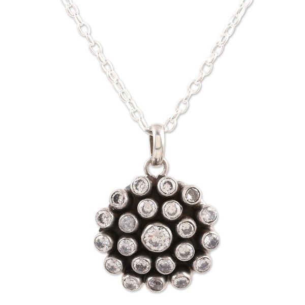 Alternate image for Cubic Zirconia and Sterling Silver Pendant Necklace Precious Clarity
