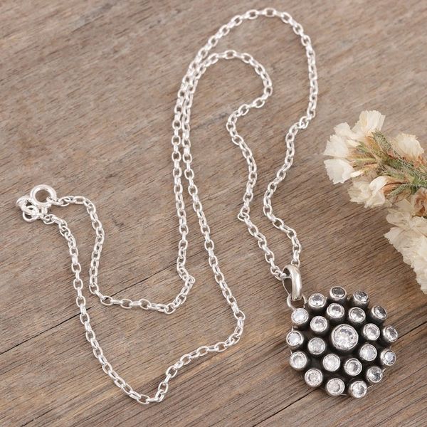 Alternate image for Cubic Zirconia and Sterling Silver Pendant Necklace Precious Clarity