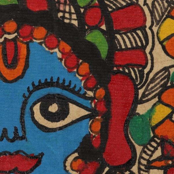 Alternate image for Madhubani Vishnu Painting on Handmade Paper Supreme Vishnu