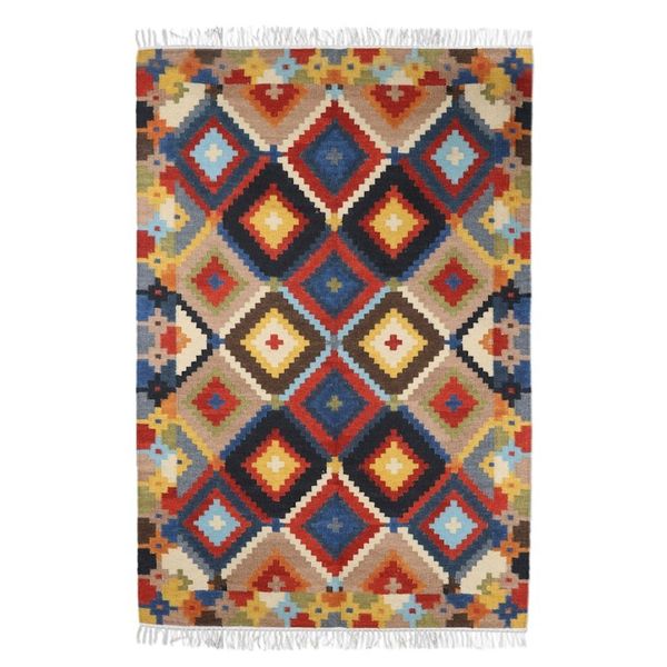 Alternate image for Hand-Woven Wool Area Rug with Cotton Warp Kaleidoscopic World
