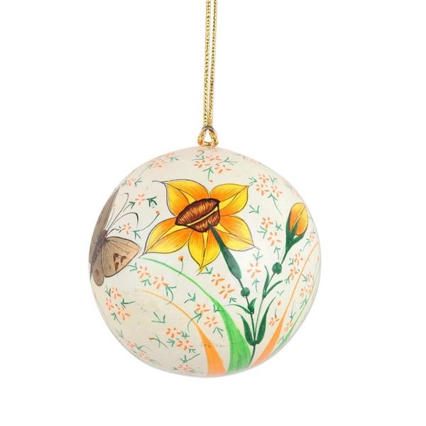 Alternate image for Handmade Papier-Mache Holiday Ornaments Set of 4 Early Spring