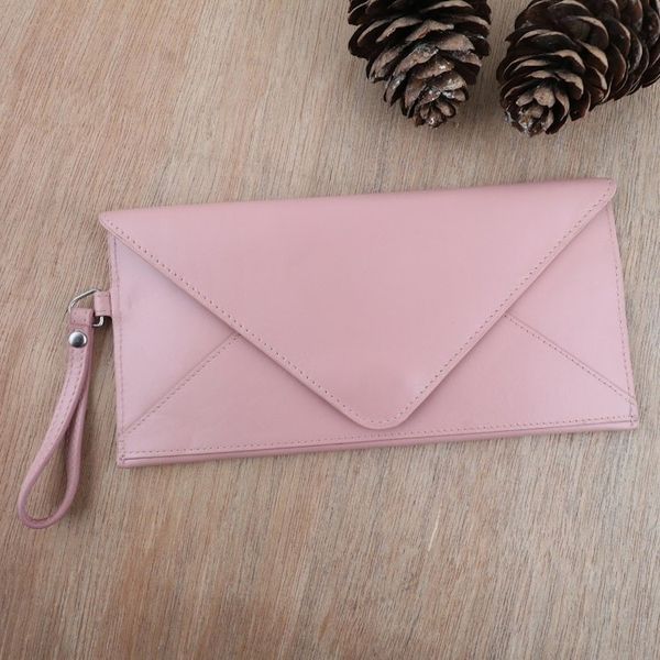 Alternate image for Hand Crafted Pink Leather Wristlet Cotton Candy in Pink