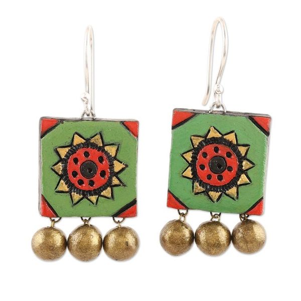 Alternate image for Artisan Crafted Ceramic Dangle Earrings Petunia Delight