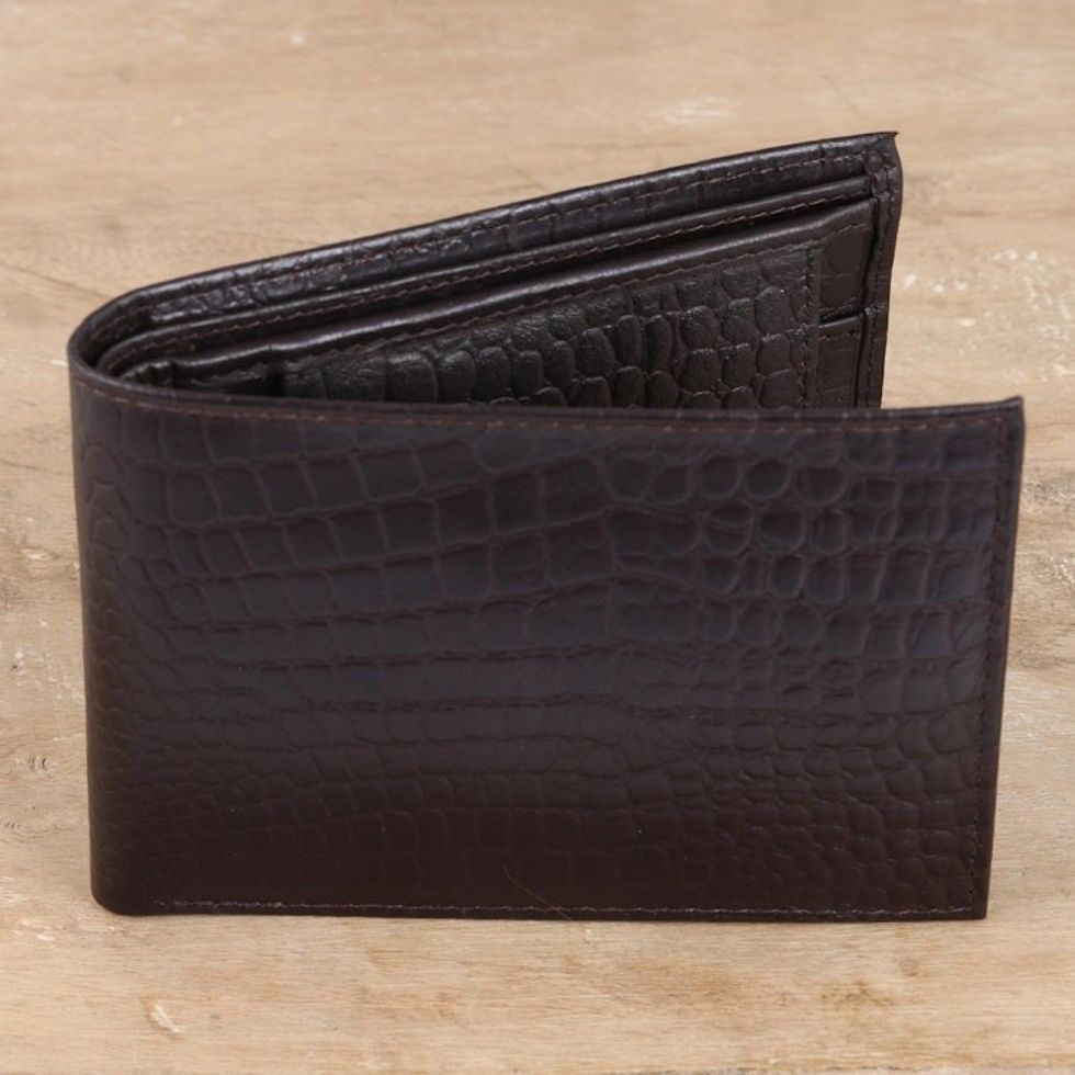 Men's Brown Leather Wallet from India 'Sleek Style'