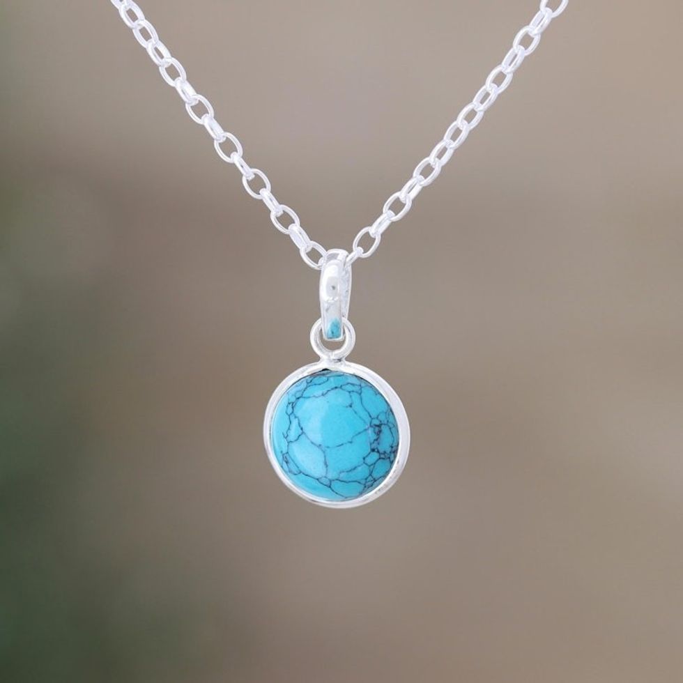 Handmade Indian Sterling Silver Pendant Necklace 'Sister in the Sky'
