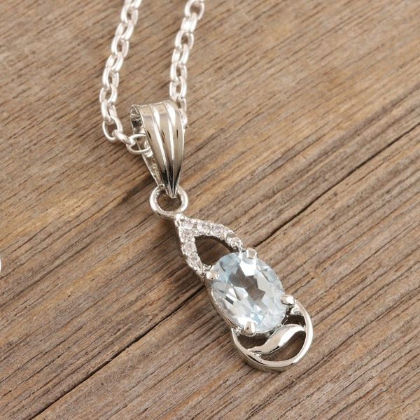 Alternate image for Blue Topaz Pendant Necklace from India Into the Mystic