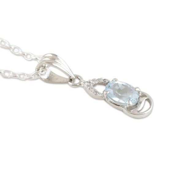 Alternate image for Blue Topaz Pendant Necklace from India Into the Mystic