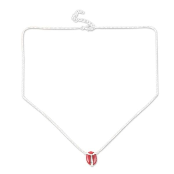 Alternate image for Hand Crafted Ruby and Sterling Silver Pendant Necklace Air Kiss in Pink