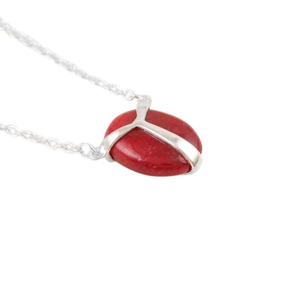 Alternate image for Hand Crafted Ruby and Sterling Silver Pendant Necklace Air Kiss in Pink