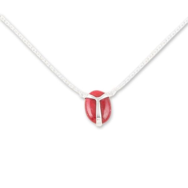Alternate image for Hand Crafted Ruby and Sterling Silver Pendant Necklace Air Kiss in Pink