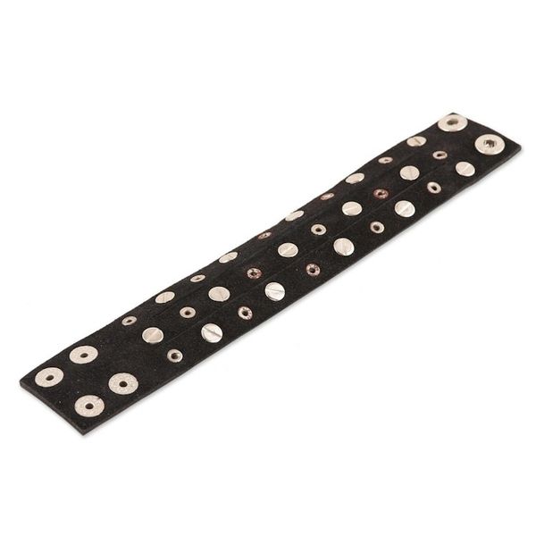 Alternate image for Handmade Studded Leather Cuff Bracelet Edged Out