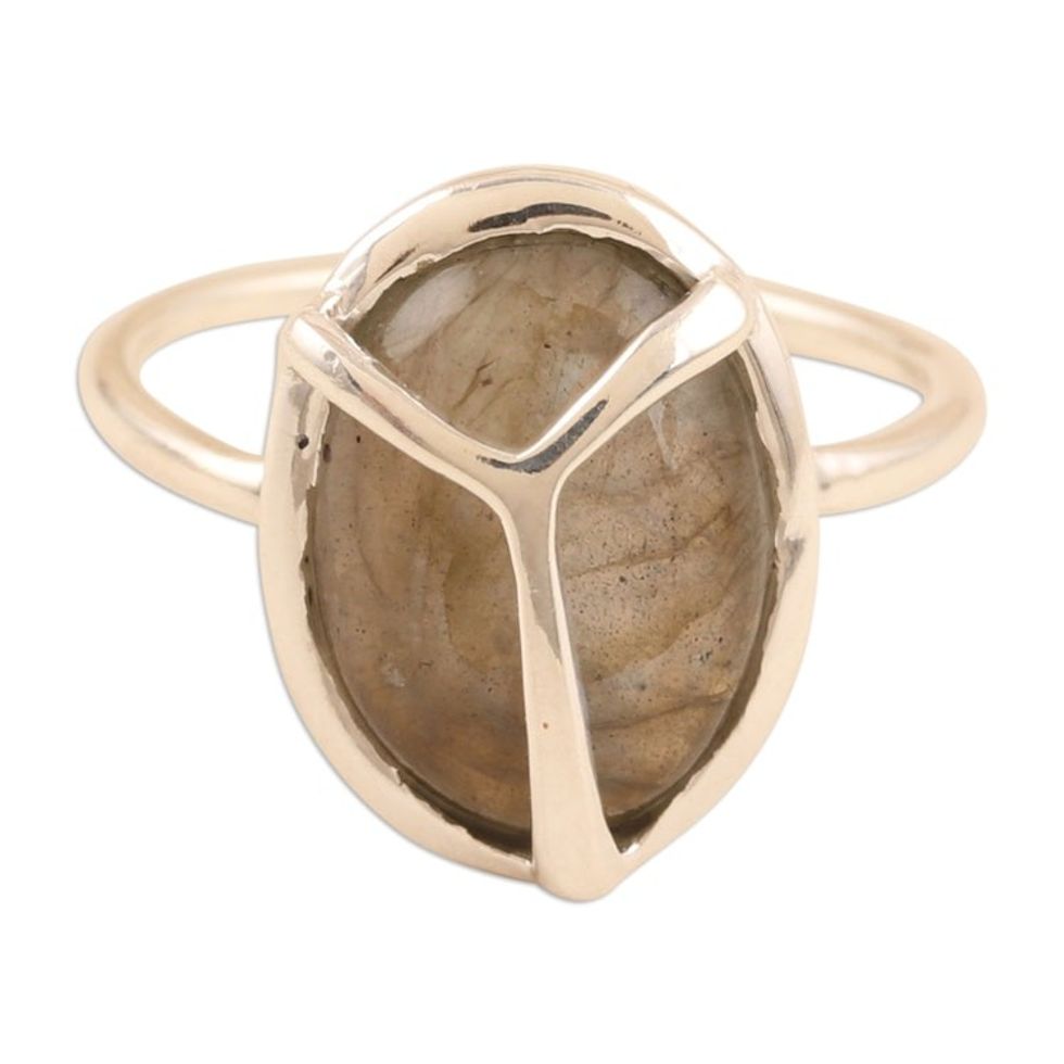 Labradorite and Sterling Silver Single Stone Ring 'Evening Peace'