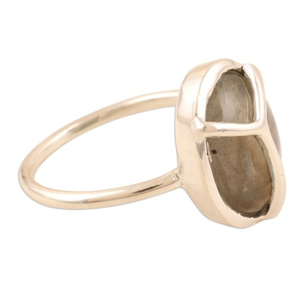 Alternate image for Labradorite and Sterling Silver Single Stone Ring Evening Peace