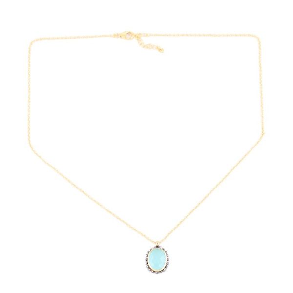 Alternate image for Handmade Gold-Plated Chalcedony Pendant Necklace Aqua Bloom