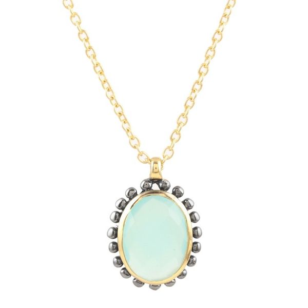 Alternate image for Handmade Gold-Plated Chalcedony Pendant Necklace Aqua Bloom