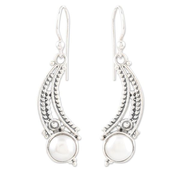 Alternate image for Cultured Pearls Sterling Silver Dangle Earrings from India Moon Vines