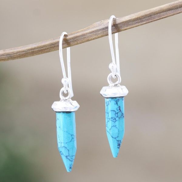 Alternate image for Handmade Indian Sterling Silver Dangle Earrings Cloak and Dagger