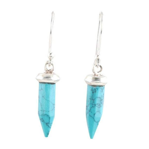 Alternate image for Handmade Indian Sterling Silver Dangle Earrings Cloak and Dagger