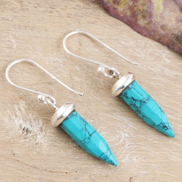 Alternate image for Handmade Indian Sterling Silver Dangle Earrings Cloak and Dagger