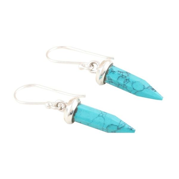 Alternate image for Handmade Indian Sterling Silver Dangle Earrings Cloak and Dagger
