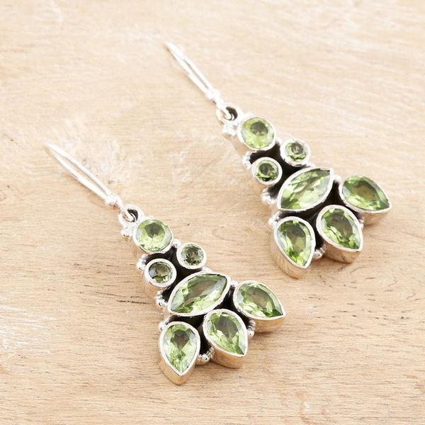 Alternate image for Sterling Silver and Peridot Dangle Earrings Gleaming Tower