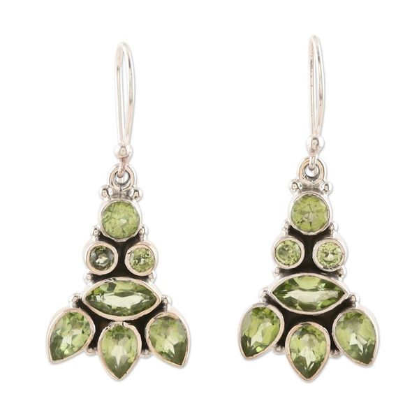 Alternate image for Sterling Silver and Peridot Dangle Earrings Gleaming Tower