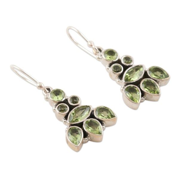 Alternate image for Sterling Silver and Peridot Dangle Earrings Gleaming Tower