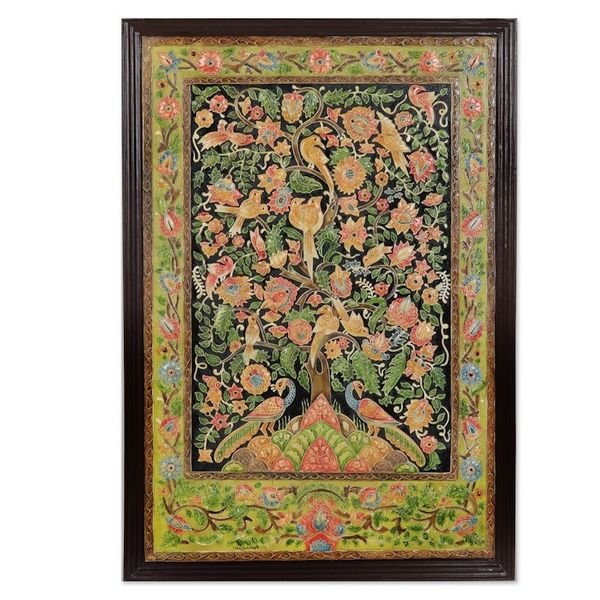 Alternate image for Handmade Hand-painted Relief Marble Wall Art from India The Tree of Life
