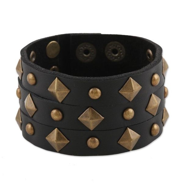 Alternate image for Brass-Studded Leather Cuff Bracelet Creative Harmony