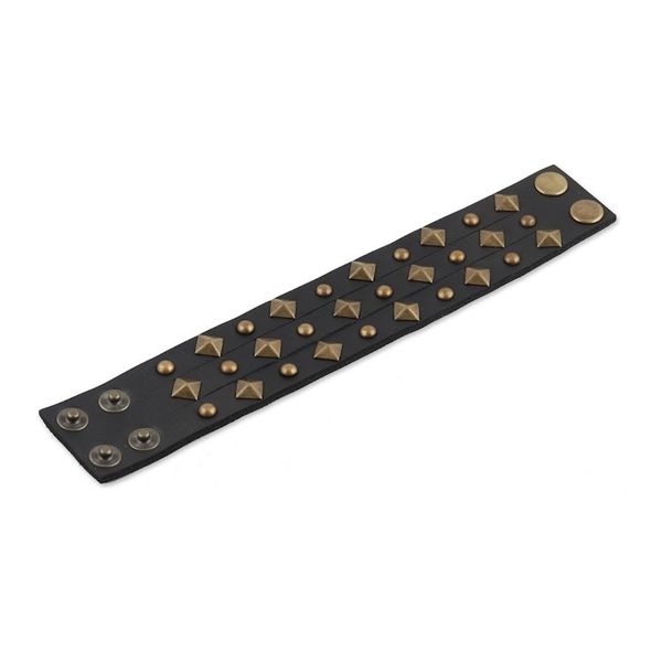 Alternate image for Brass-Studded Leather Cuff Bracelet Creative Harmony