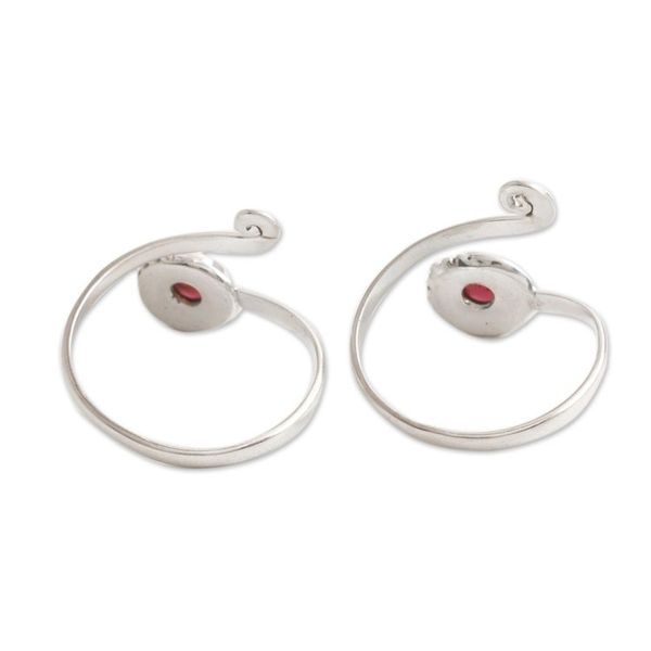 Alternate image for Garnet and Sterling Silver Toe Rings Pair Gemstone Spiral in Red