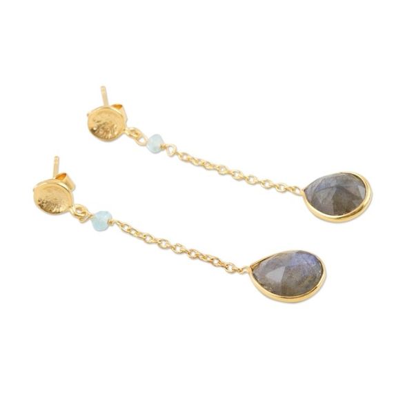 Alternate image for Hand Made Gold-Plated Labradorite Dangle Earrings After Dinner