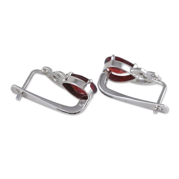 Alternate image for Rhodium-Plated Drop Earrings with Garnet and Cubic Zirconia Red Glam