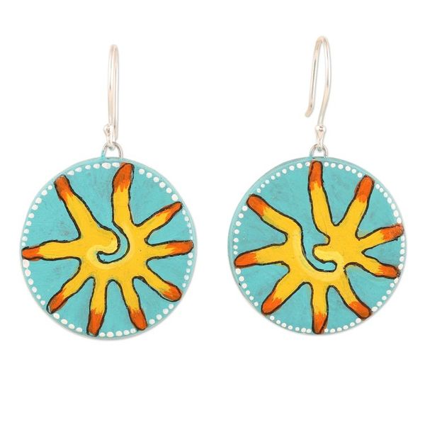 Alternate image for Ceramic Dangle Earrings with Sun Motif Hot Spot