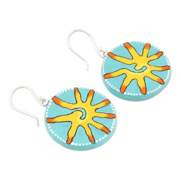 Alternate image for Ceramic Dangle Earrings with Sun Motif Hot Spot