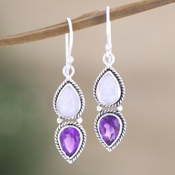 Alternate image for Artisan Crafted Rainbow Moonstone Dangle Earrings Your Eyes Only