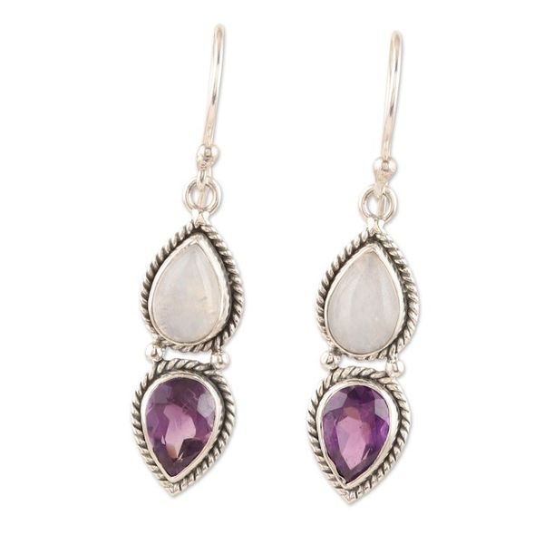 Alternate image for Artisan Crafted Rainbow Moonstone Dangle Earrings Your Eyes Only