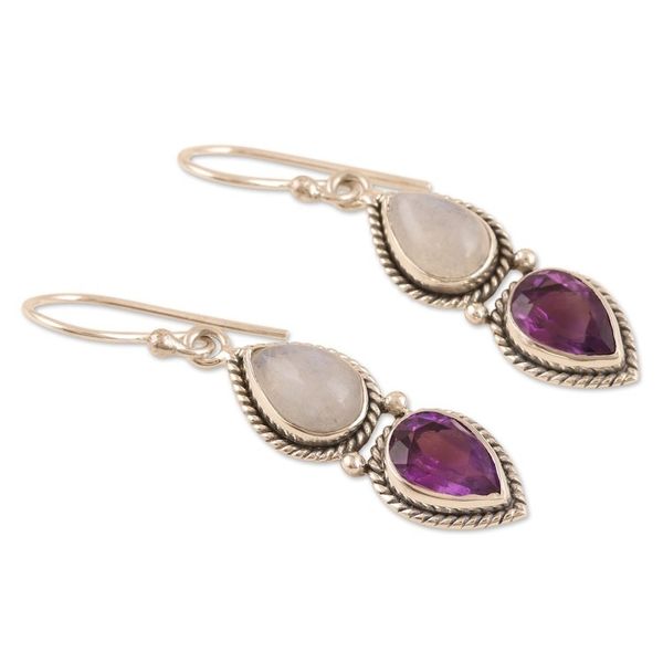 Alternate image for Artisan Crafted Rainbow Moonstone Dangle Earrings Your Eyes Only