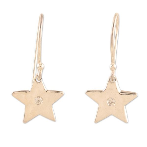 Alternate image for Indian Cubic Zirconia Dangle Earrings with Star Motif Winter Star