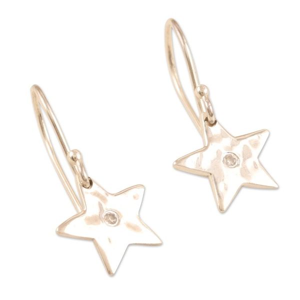 Alternate image for Indian Cubic Zirconia Dangle Earrings with Star Motif Winter Star