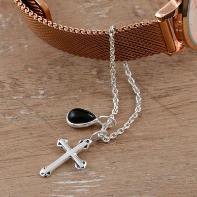 Main image for Onyx and Sterling Silver Watch Accent with Charms from India Magical Appeal
