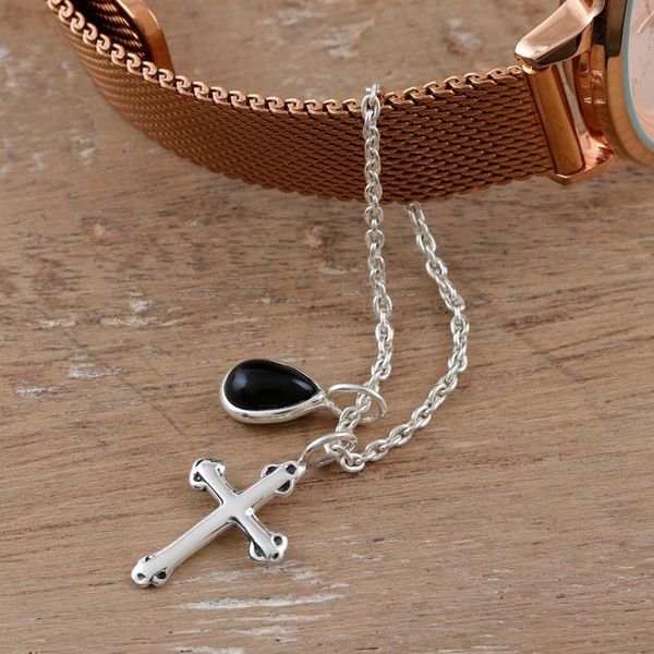 Alternate image for Onyx and Sterling Silver Watch Accent with Charms from India Magical Appeal