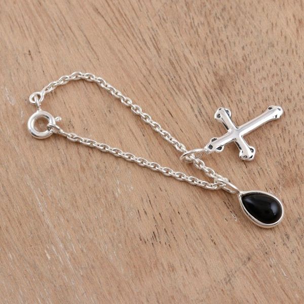 Alternate image for Onyx and Sterling Silver Watch Accent with Charms from India Magical Appeal