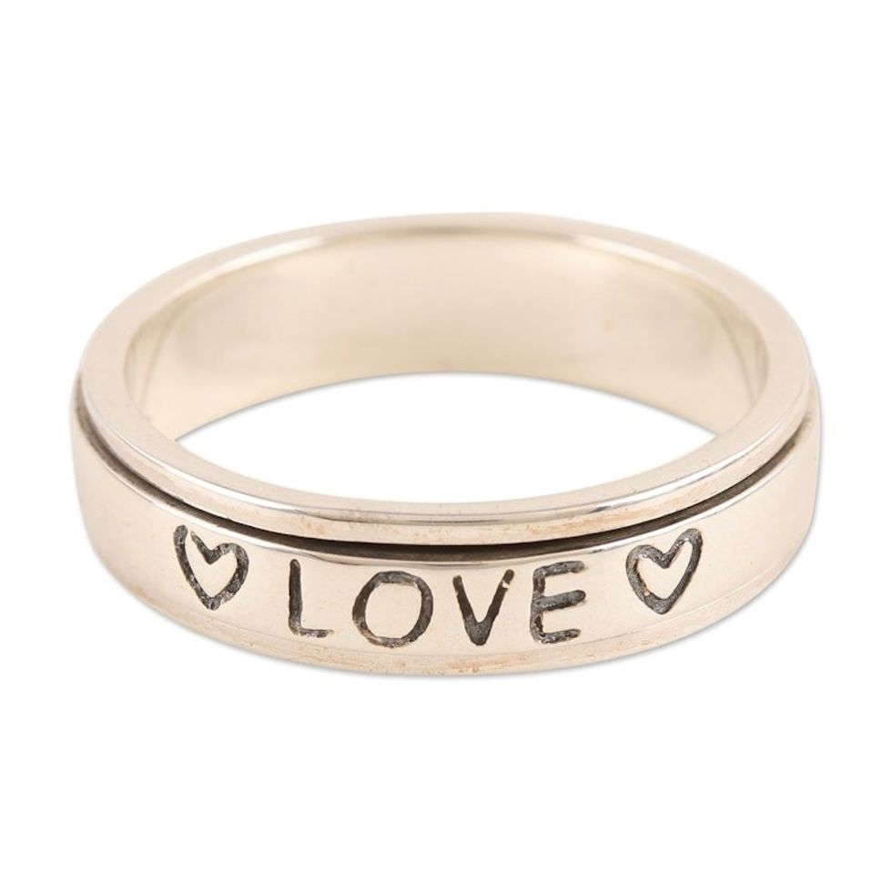 Handcrafted Sterling Silver Meditation Ring 'Bond of Love'