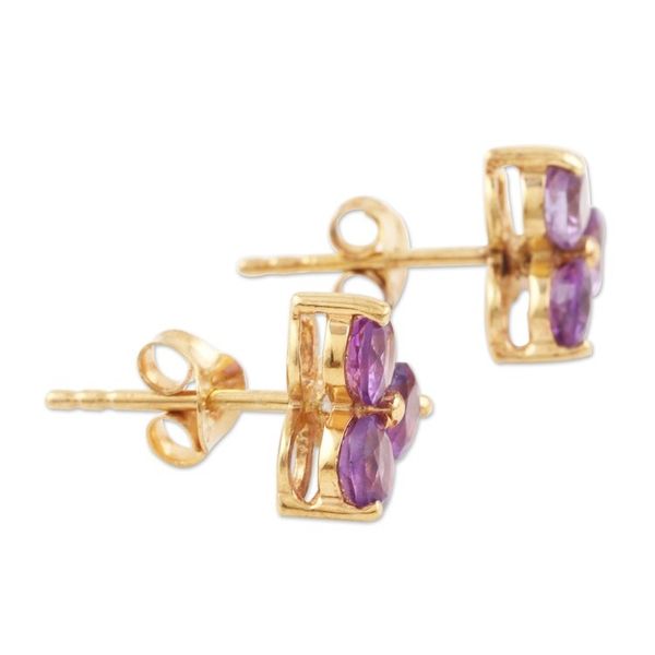 Alternate image for Gold-Accented Sterling Silver Amethyst Stud Earrings Regal Trio