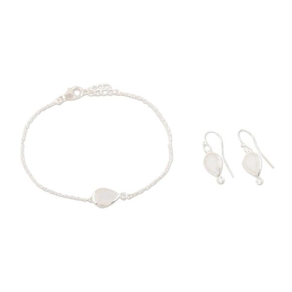Alternate image for Rainbow Moonstone and Cubic Zirconia Jewelry Set Minor Moon