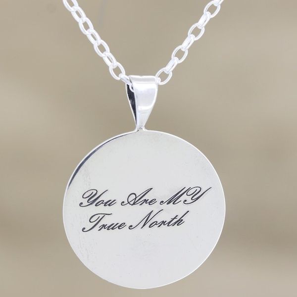 Alternate image for Hand Crafted Sterling Silver Pendant Necklace My True North