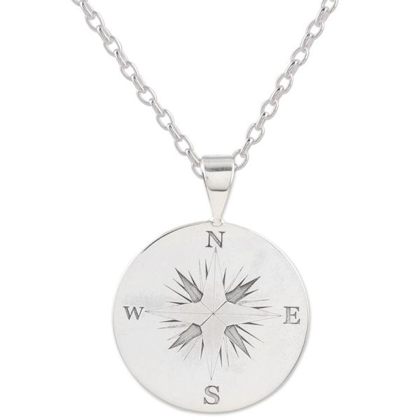 Alternate image for Hand Crafted Sterling Silver Pendant Necklace My True North